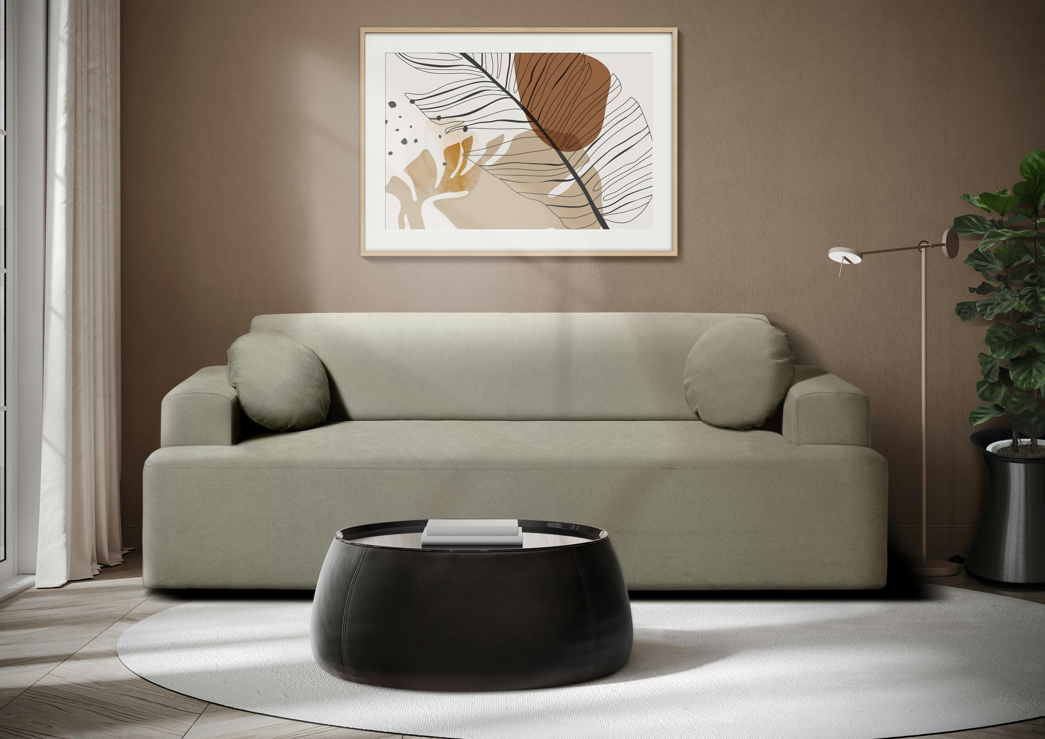 GALA - Canapé fixe 3 places  en tissu kaki