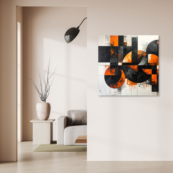 Obraz do salonu pokoju biura, Abstrakcja koła kształty czarno 20x20