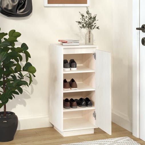 NNEVL Shoe Cabinet White 35x35x80 cm Solid Wood Pine