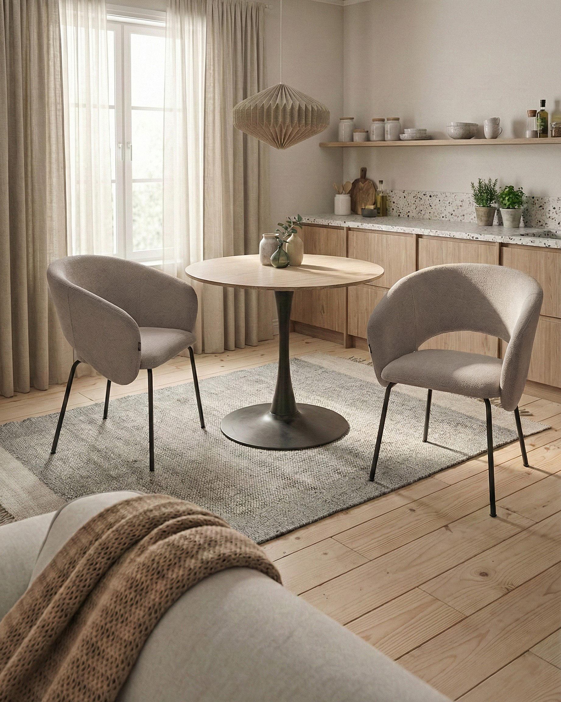 Set of 2 Dining Chairs BLAKELY Fabric Taupe
