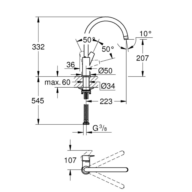 Mitigeur pour évier de cuisine Start Edge noir GROHE