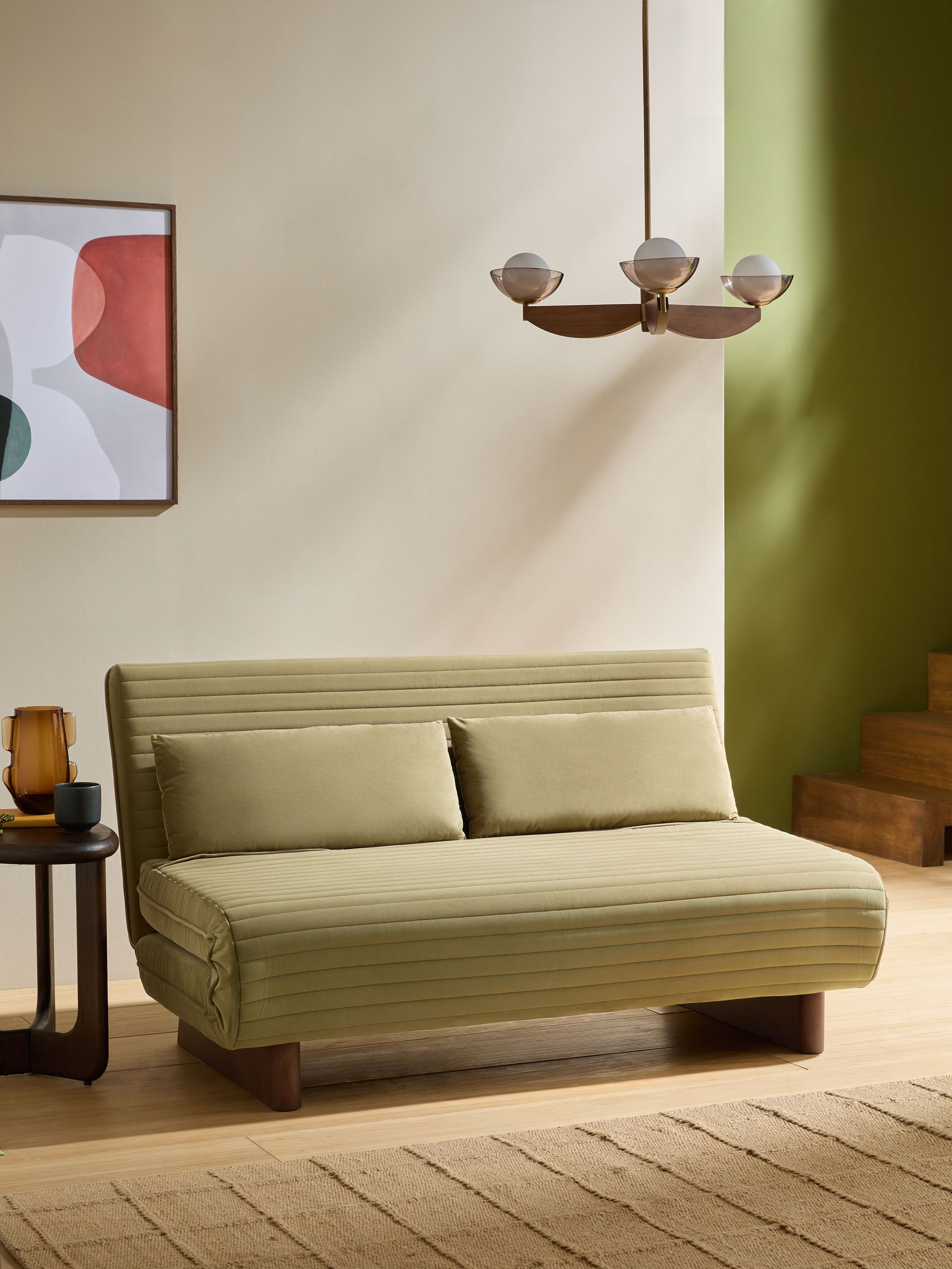 Large Bingham 2 Seater Sofa Bed in Fern Green Velvet