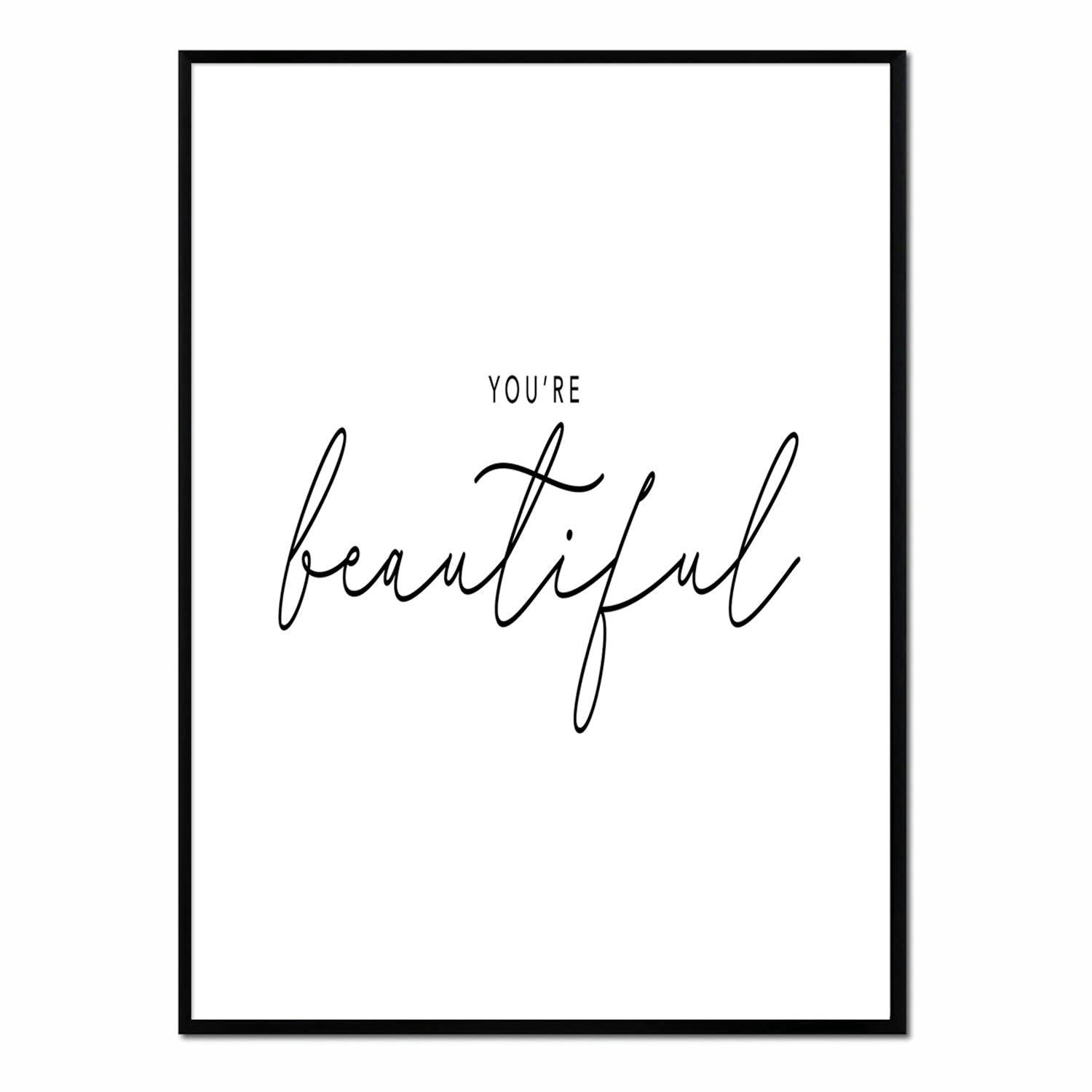 TEXTO - Affiche avec cadre noir - Beautiful - 50x70