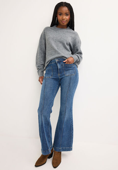 Womens Charcoal Grey Relaxed Crew Neck Jumper