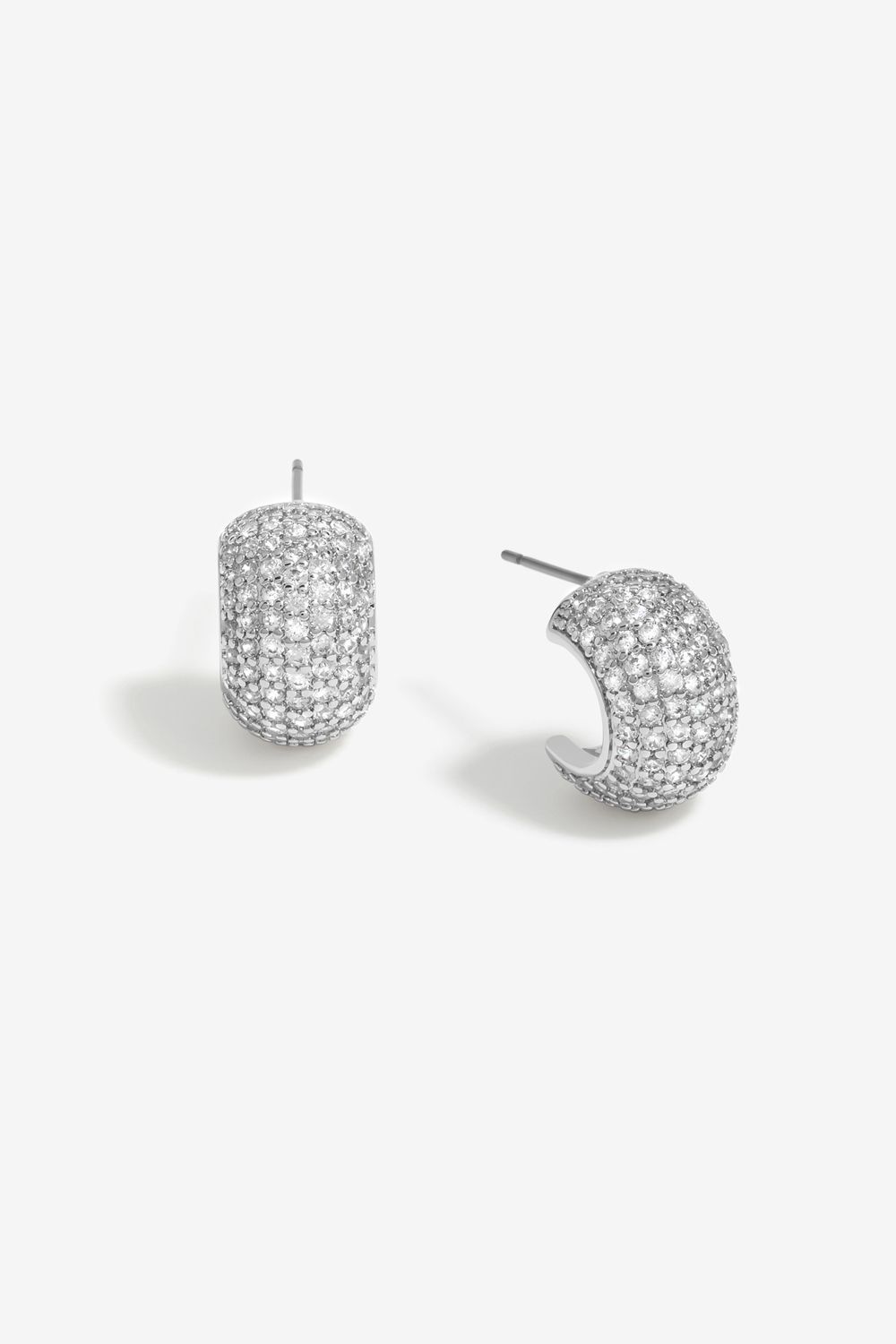 Jon Richard Jon Richard Rhodium Plated Cubic Zirconia Half Hoop Earrings