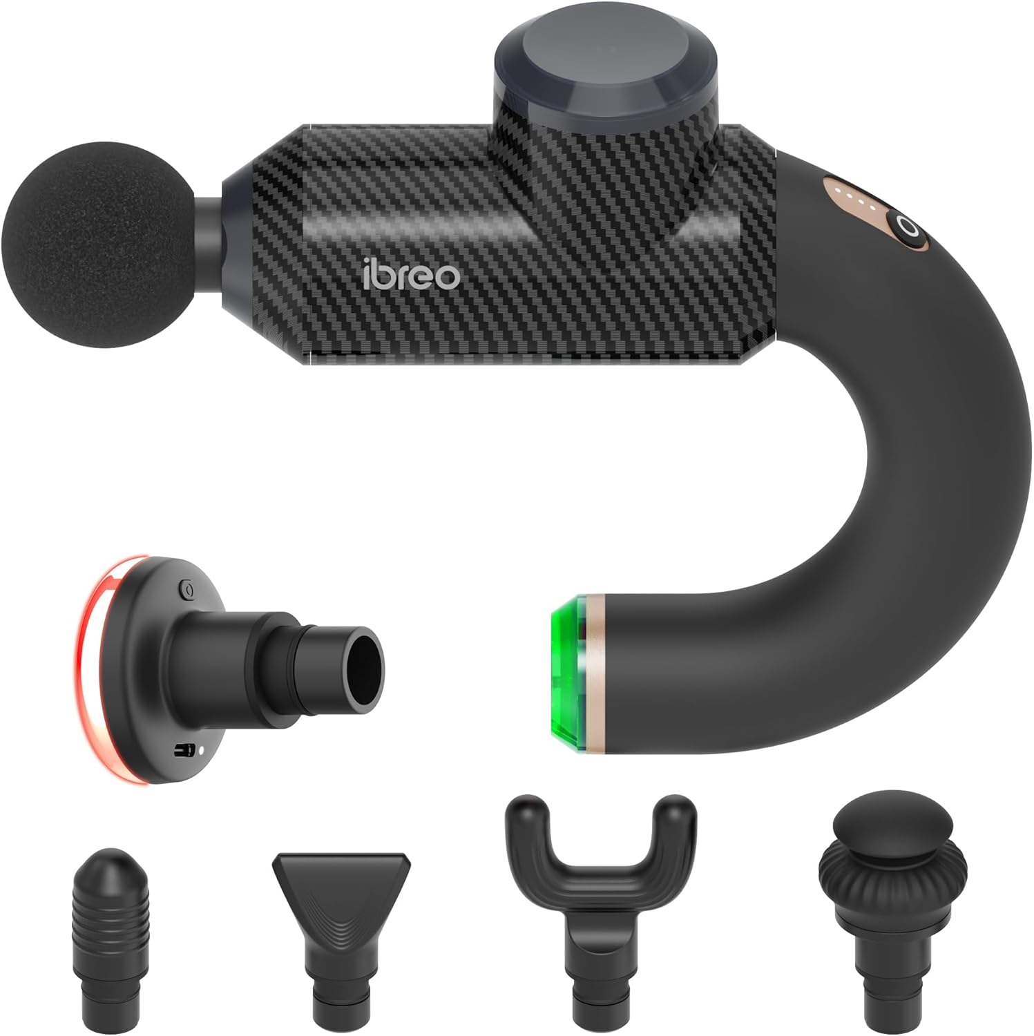 ibreo Surge Pro Deep Tissue Massage Gun with Heat, Percussion Muscle Massager for Pain Relief with 12mm Amplitude, 4 Speeds and 6 Massage Heads, Handheld Back and Neck Massager for Athletes Men Women