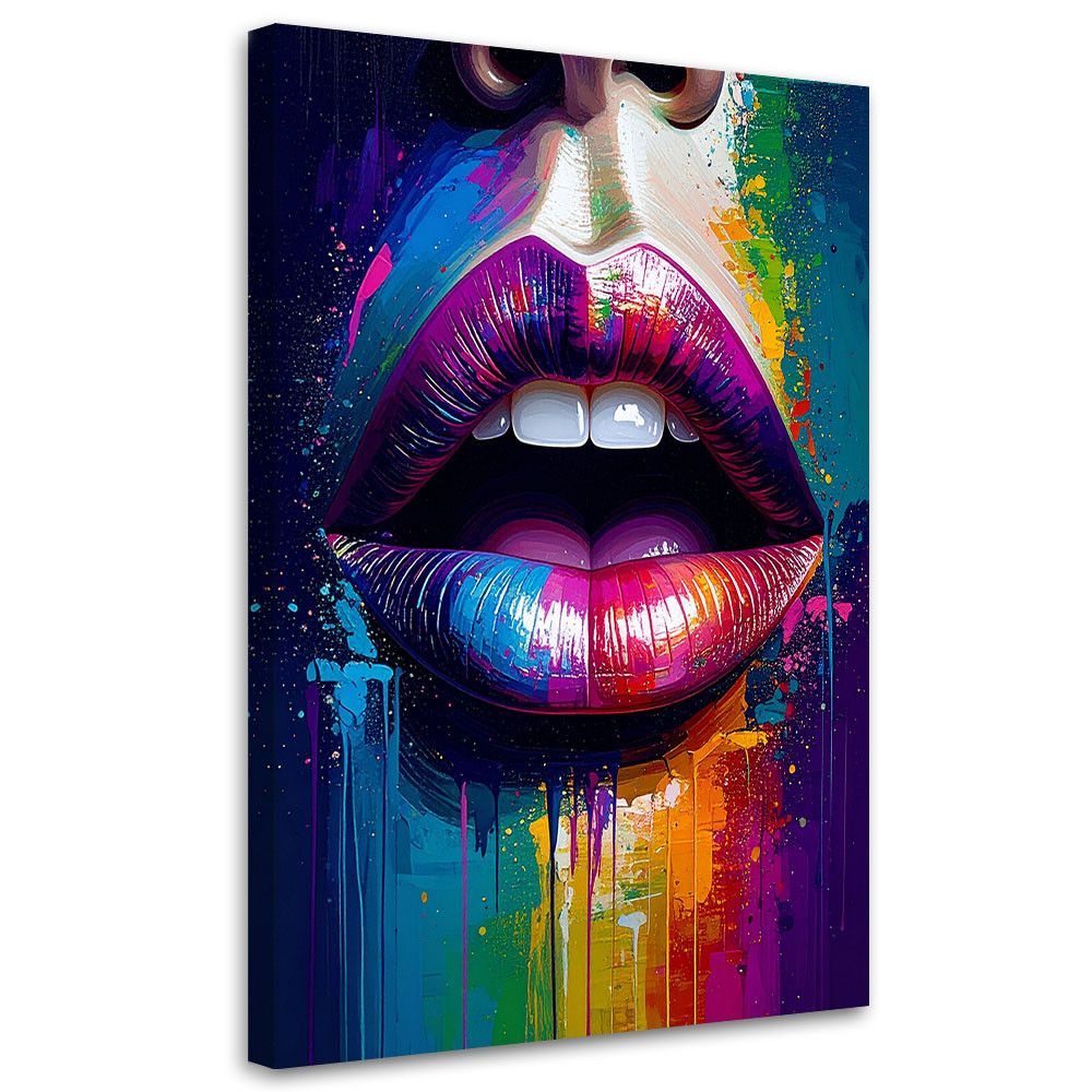 Obraz do salonu sypialni, Czerwone Usta Twarz Kobiety 20x30