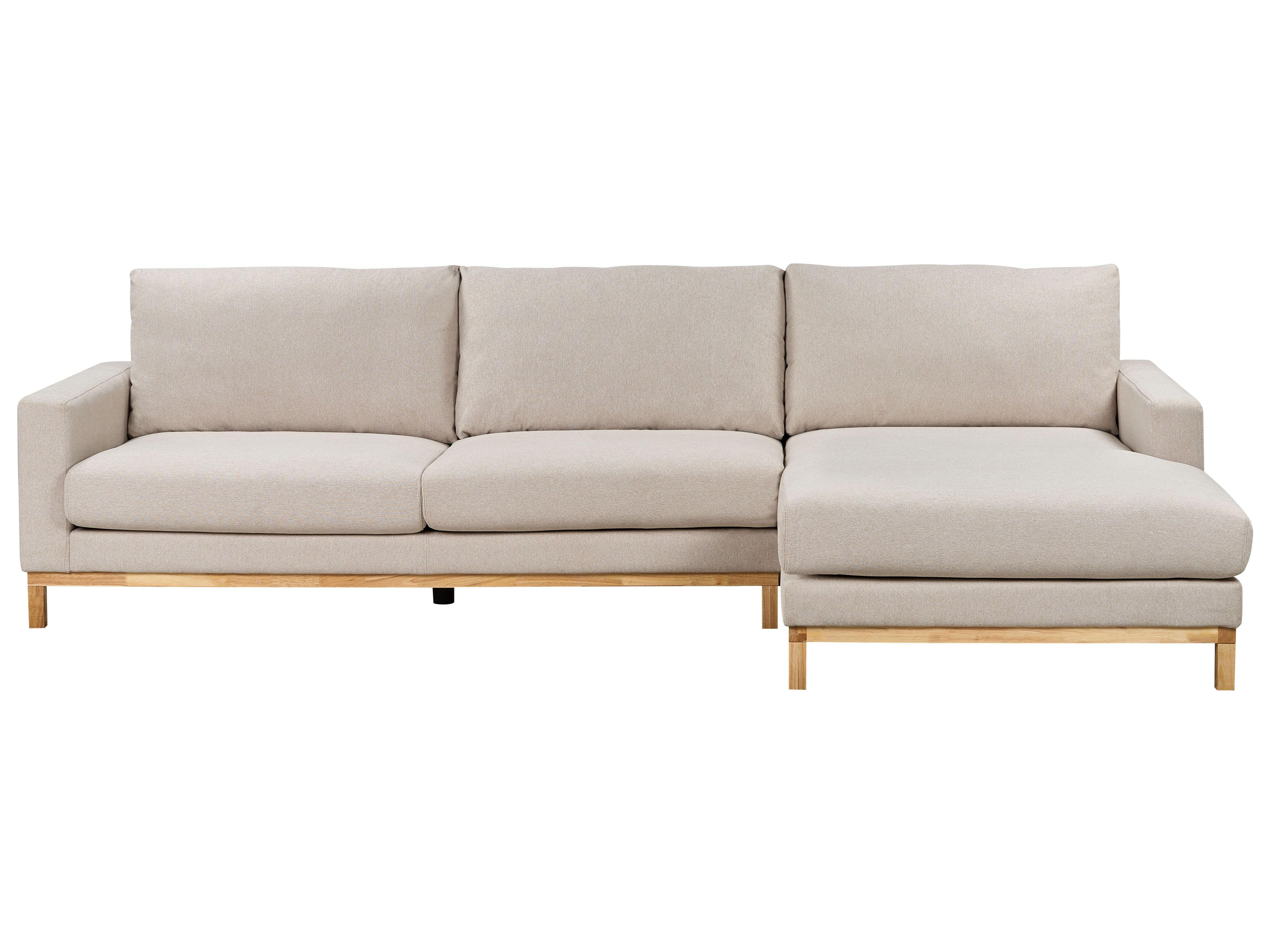 Corner Sofa 4 Seater SIGGARD Fabric Beige Left Hand