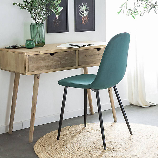 Chaise scandinave en velours vert Copenhague (lot de 2)