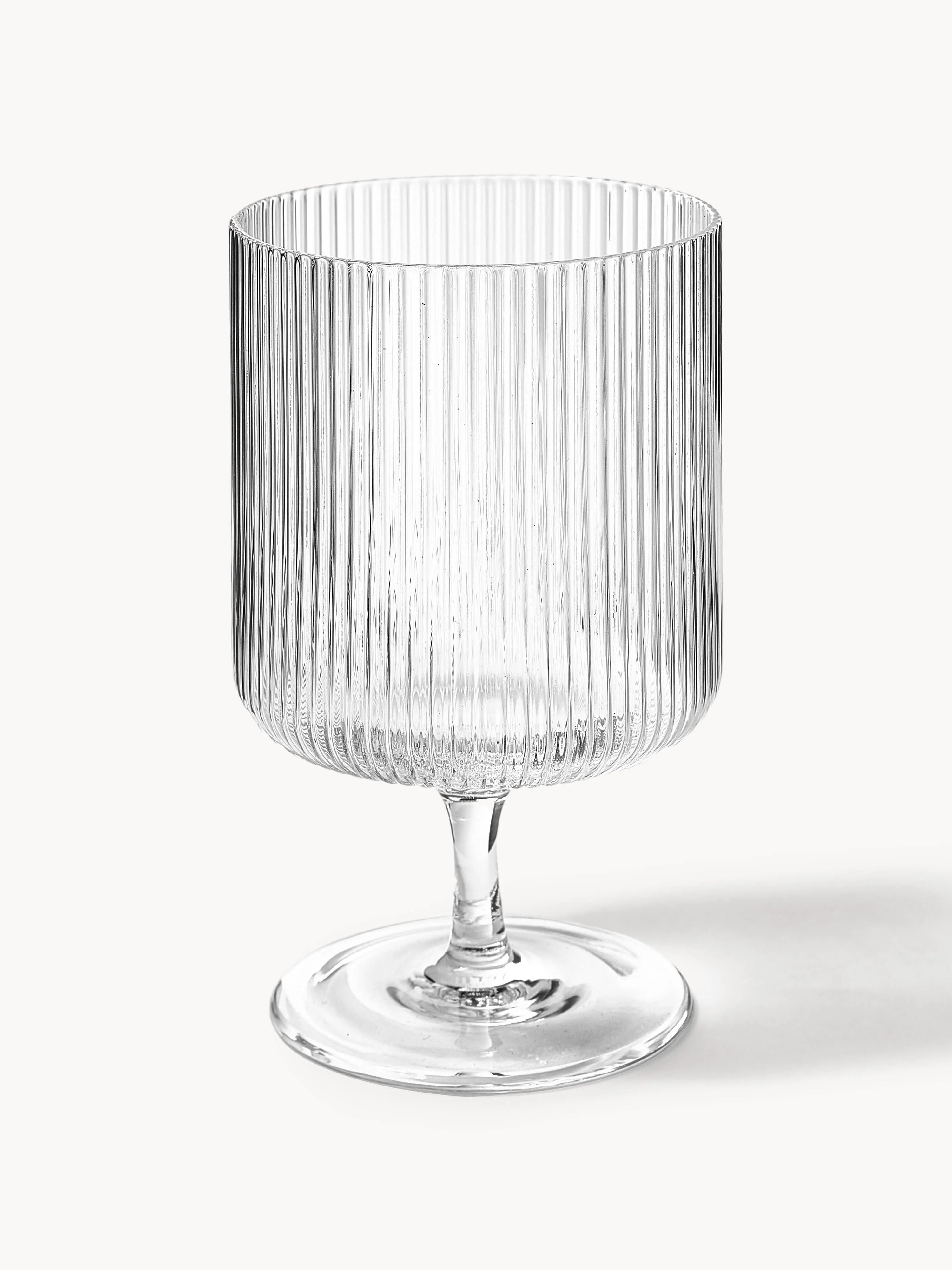 Mundgeblasene Weingläser Ripple mit Rillenrelief, 2er-Set