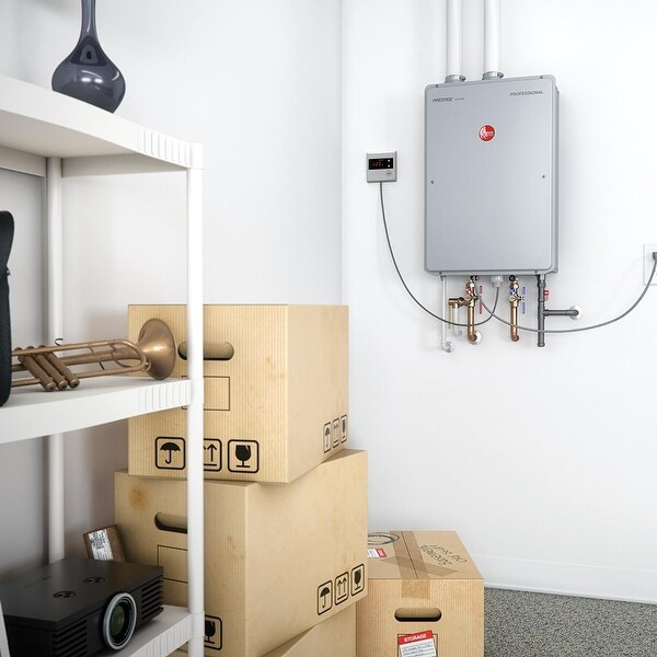 Rheem Prestige Condensing 8.4GPM Indoor Natural Gas Tankless Water Heater - 19x10x28
