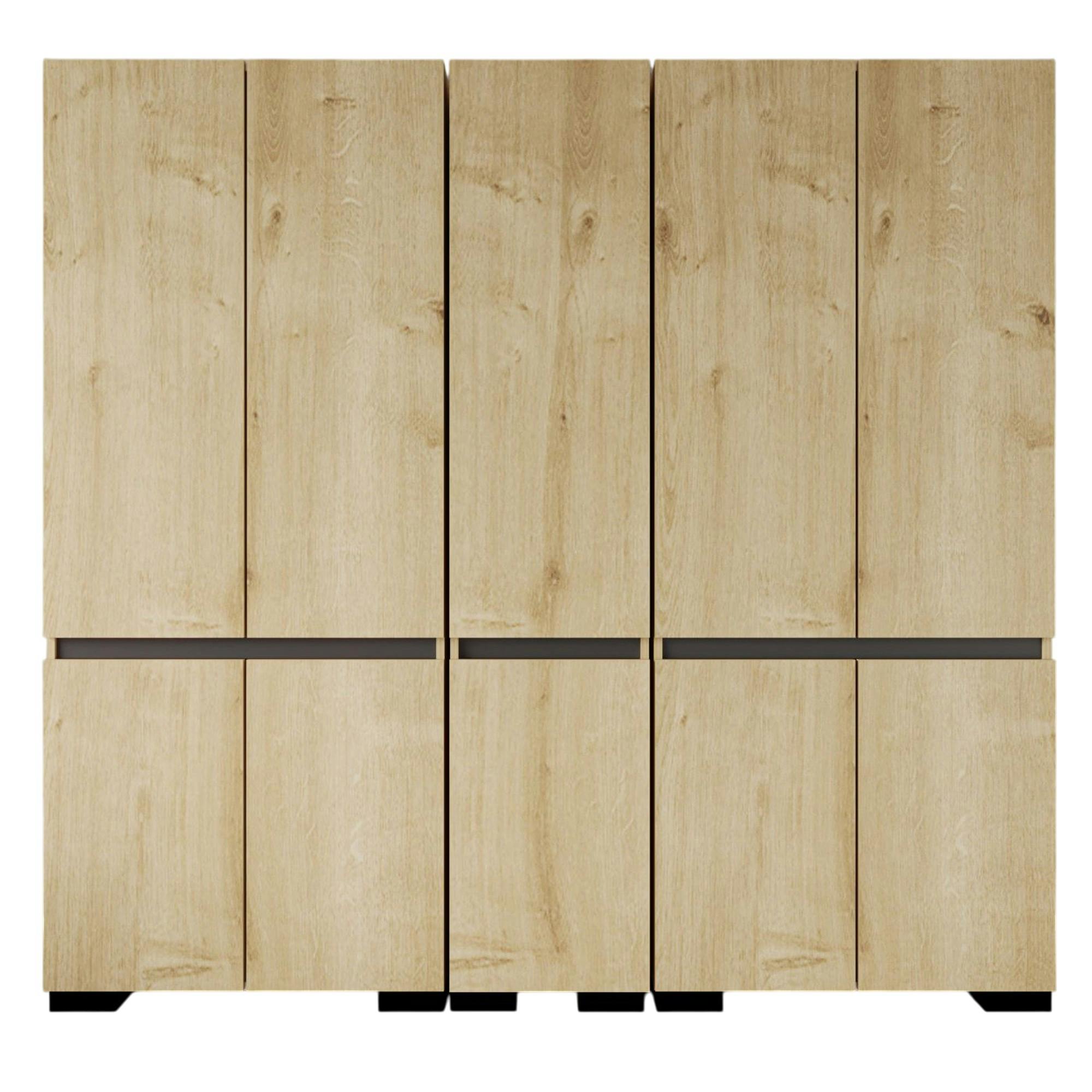 Dressing 10 portes décor chêne et anthracite 225 cm BYRON