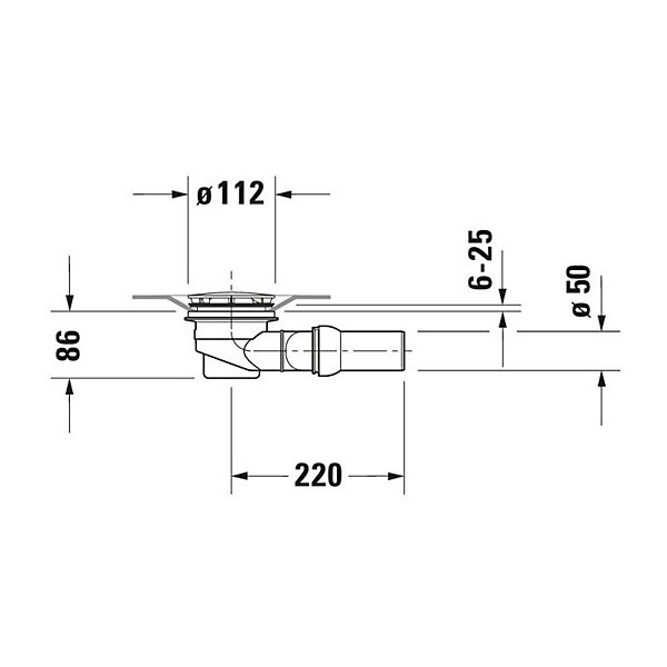 Bonde pour receveur sortie horizontale DURAVIT chromé
