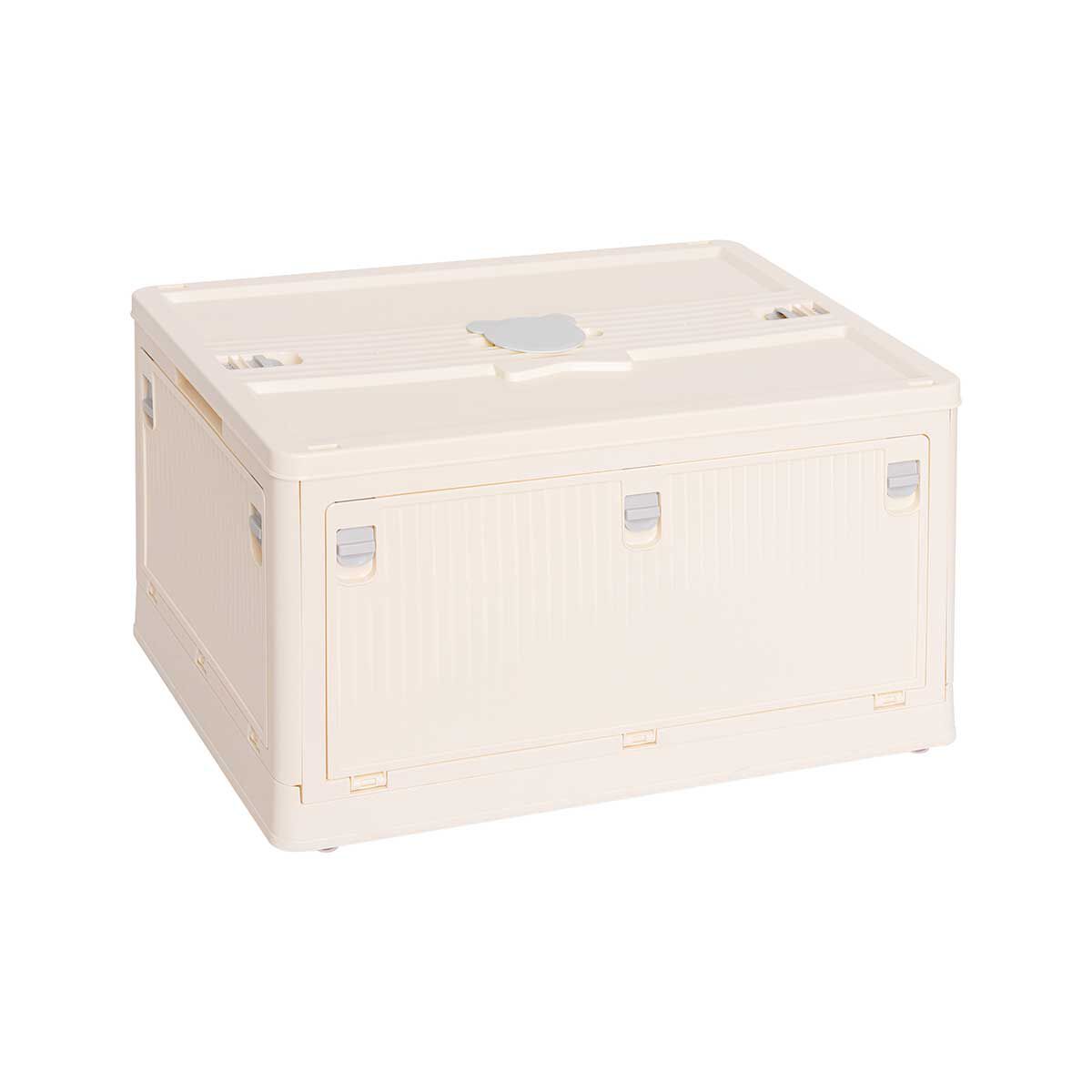 Caixa de arrumação dobrável creme com tampa 27,5x47,5cm