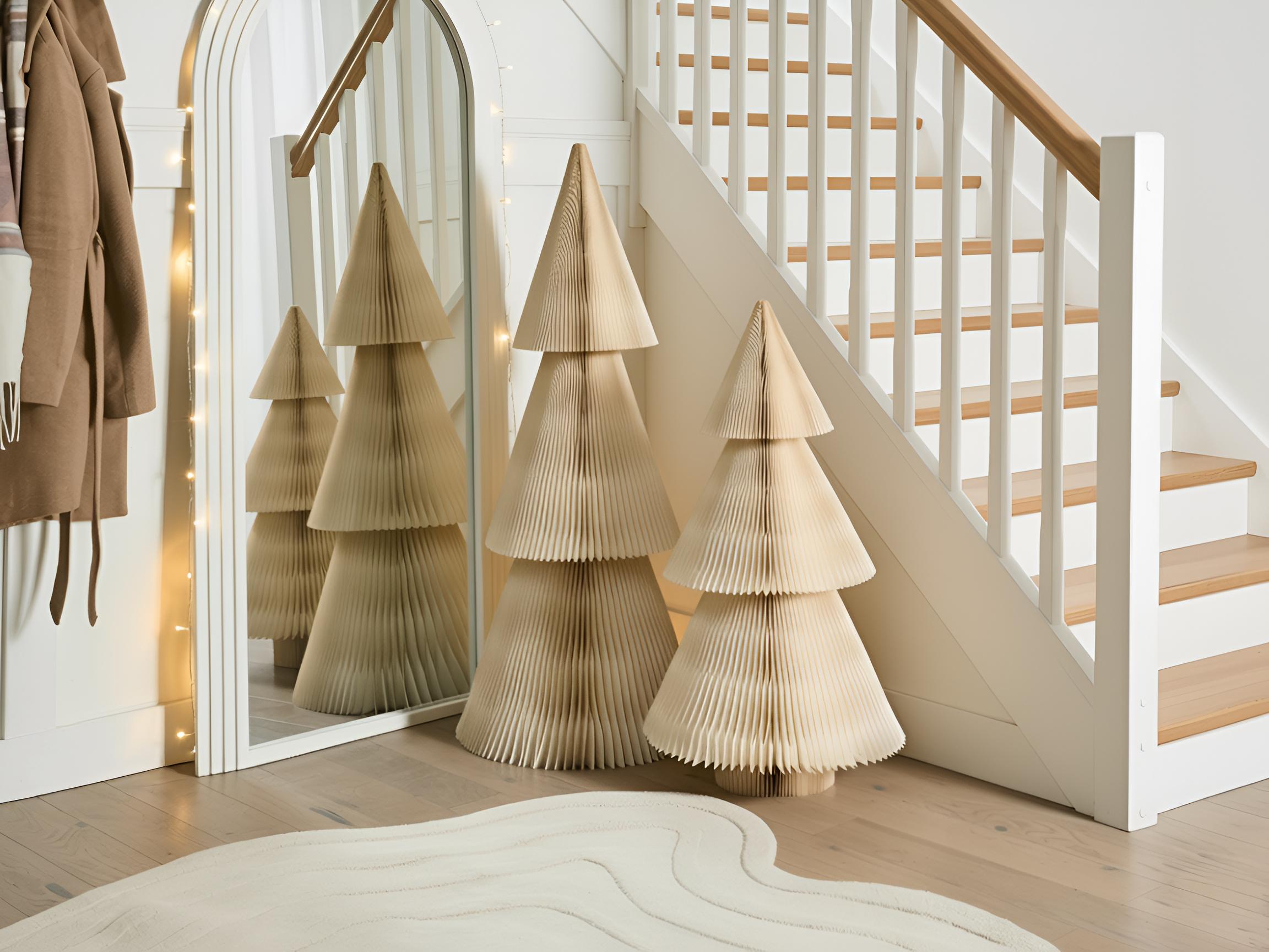 Set of 2 Christmas Decorations VEFSNA Christmas Tree 90/122 cm Beige