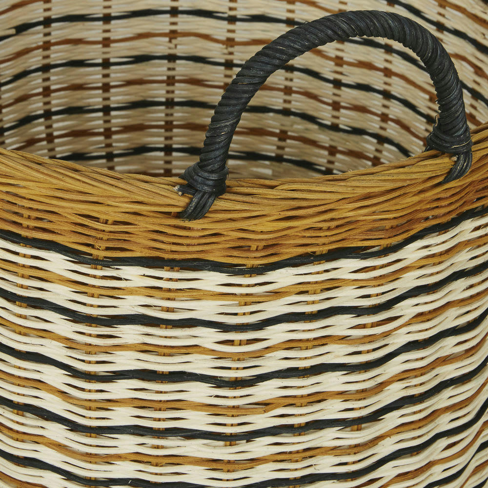 MONBASA - Paniers en rotin tressé main blanc (x2)