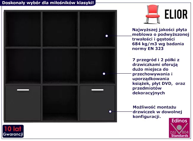 Czarny minimalistyczny regał - Avero