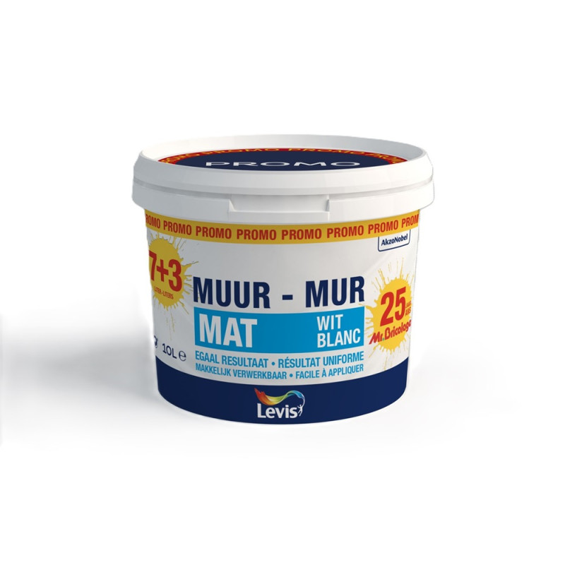 Peinture pour murs 25 ans Mr.Bricolage blanc mat 7 L   3 L gratuit LEVIS