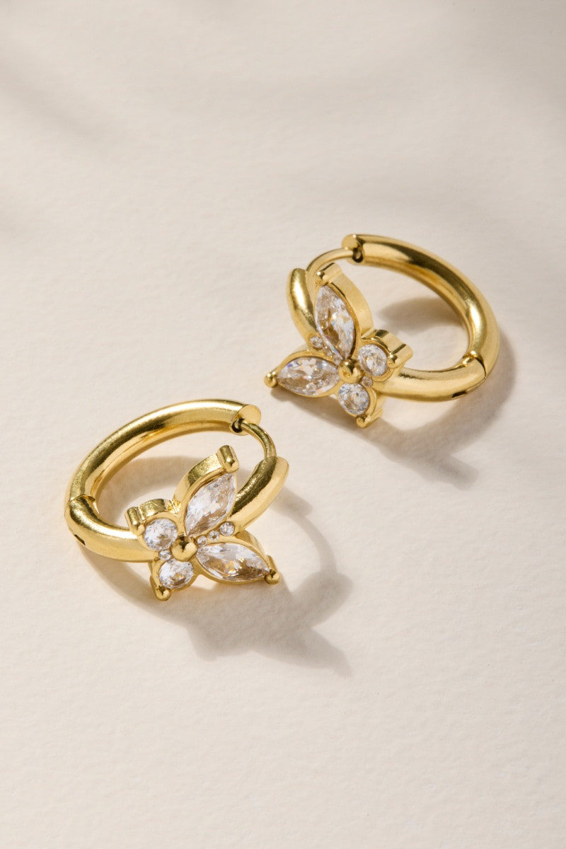 Pam Stainless Steel Butterfly Huggie Hoop Earrings