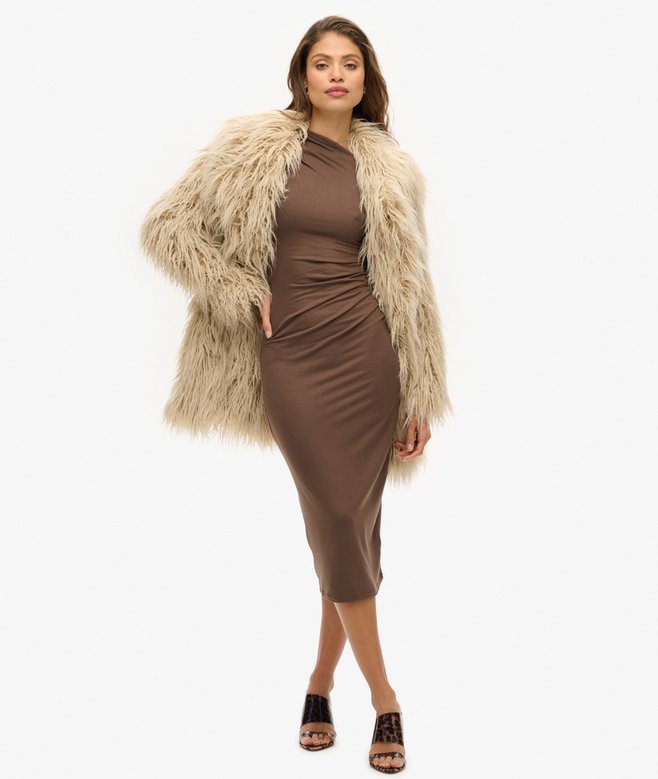 Long Sleeve Ruched Midi Dress