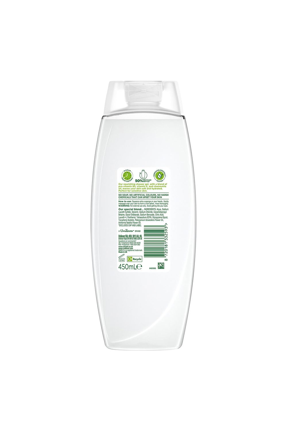 Simple Kind to Skin Nourishing 'Shower Cream' with Gentle Formulation 450ml, 3 Pk