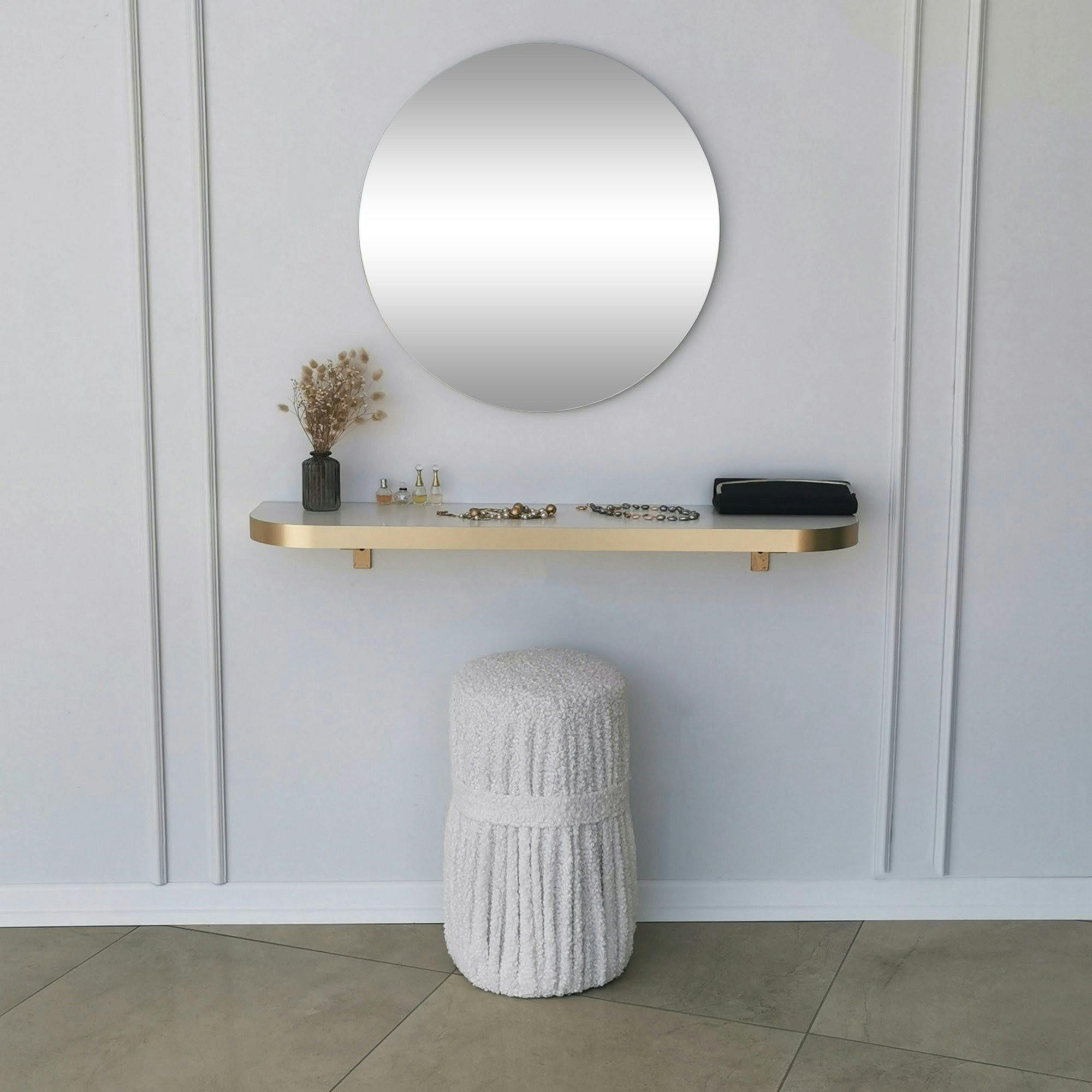 Miroir d'entrée rond bord doré Ø60 cm - style moderne CODY
