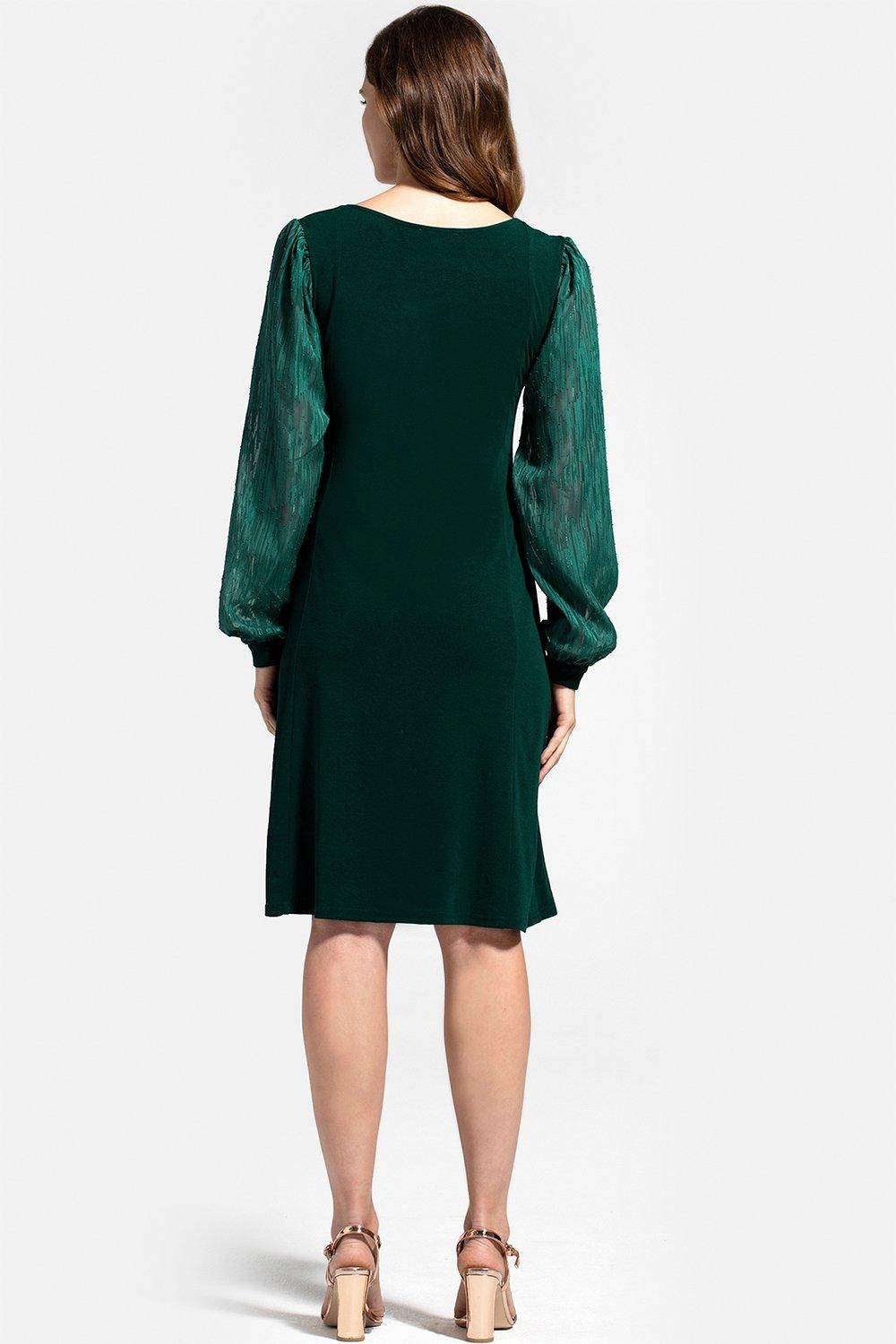 Hot Squash Square Neck Jersey Dress with Chiffon