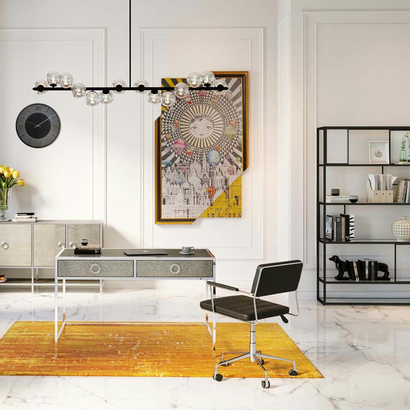 DOTTORE - Chaise de bureau réglable à roulettes noire et acier chromé