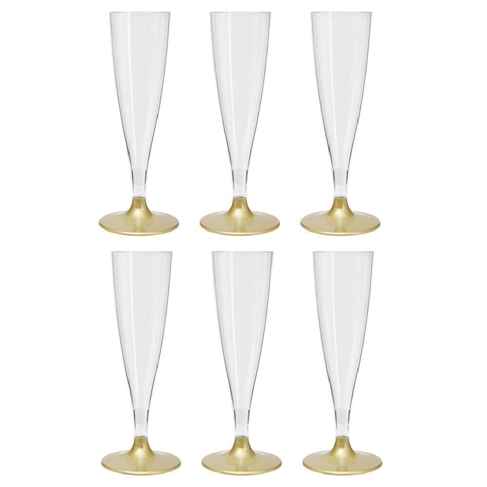Fl&ucirc;te en plastique doré réutilisable x6