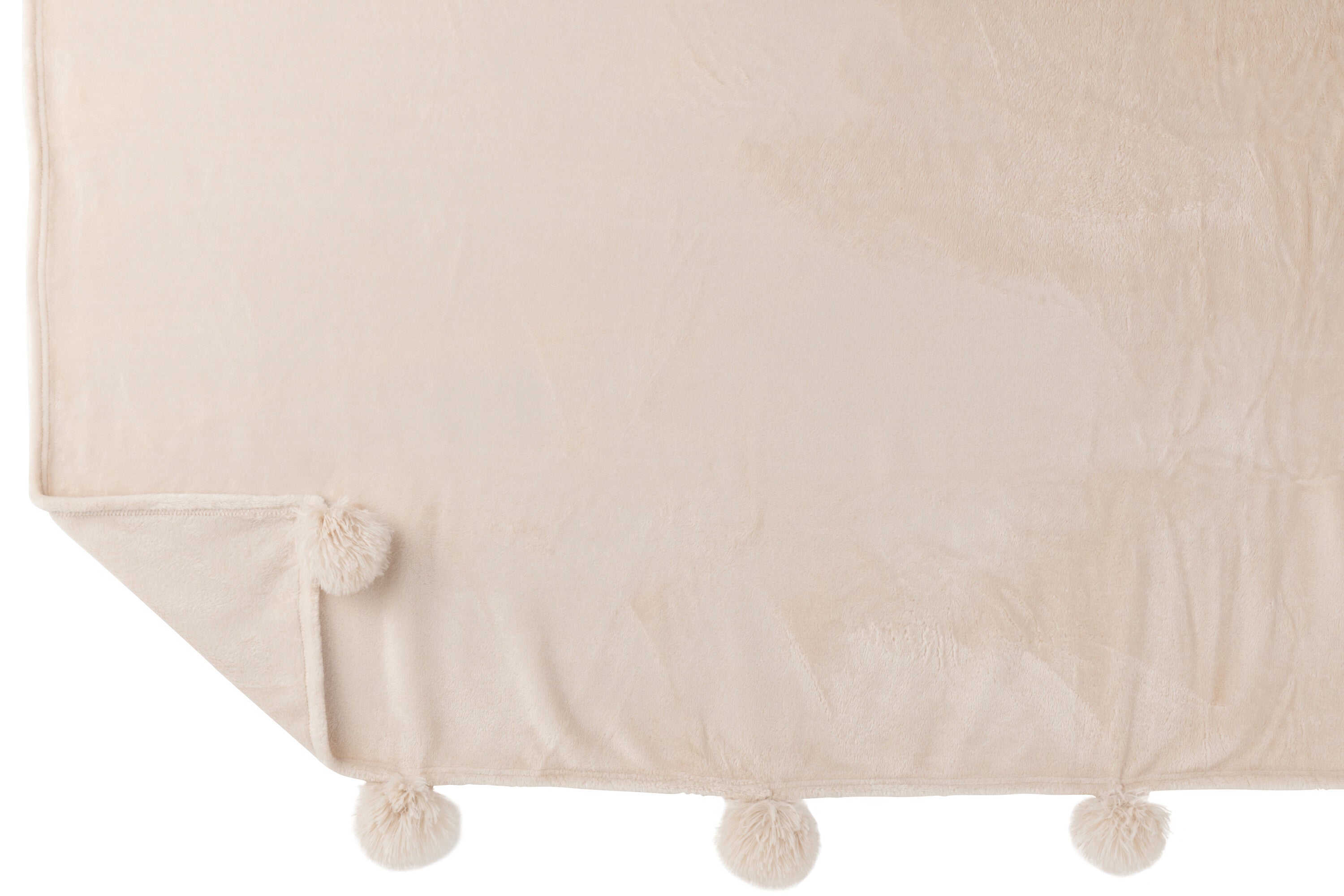 J-Line plaid Pompom - polyester - lichtbeige - 170 x 130 cm