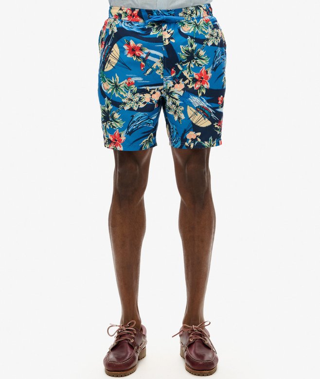 Recycled Hawaiian Print 17-inch Swim Shorts