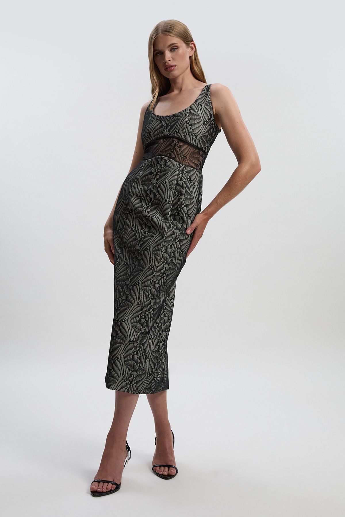 KarenMillen Premium Lace Tailored Pencil Maxi Dress