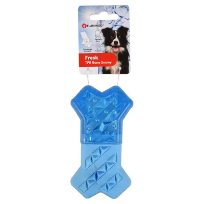 Flamingo Snowy Bone Dog Toy - Blue