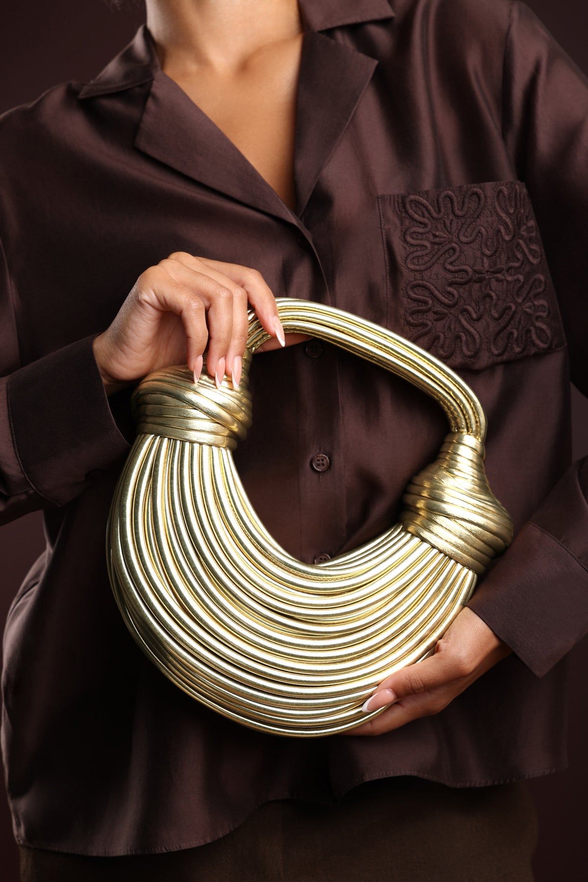 Where's That From Blossom' Curved Metallic Shoulder Bag