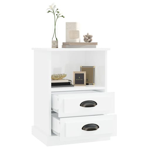 NNEVL Bedside Cabinet High Gloss White 43x36x60 cm