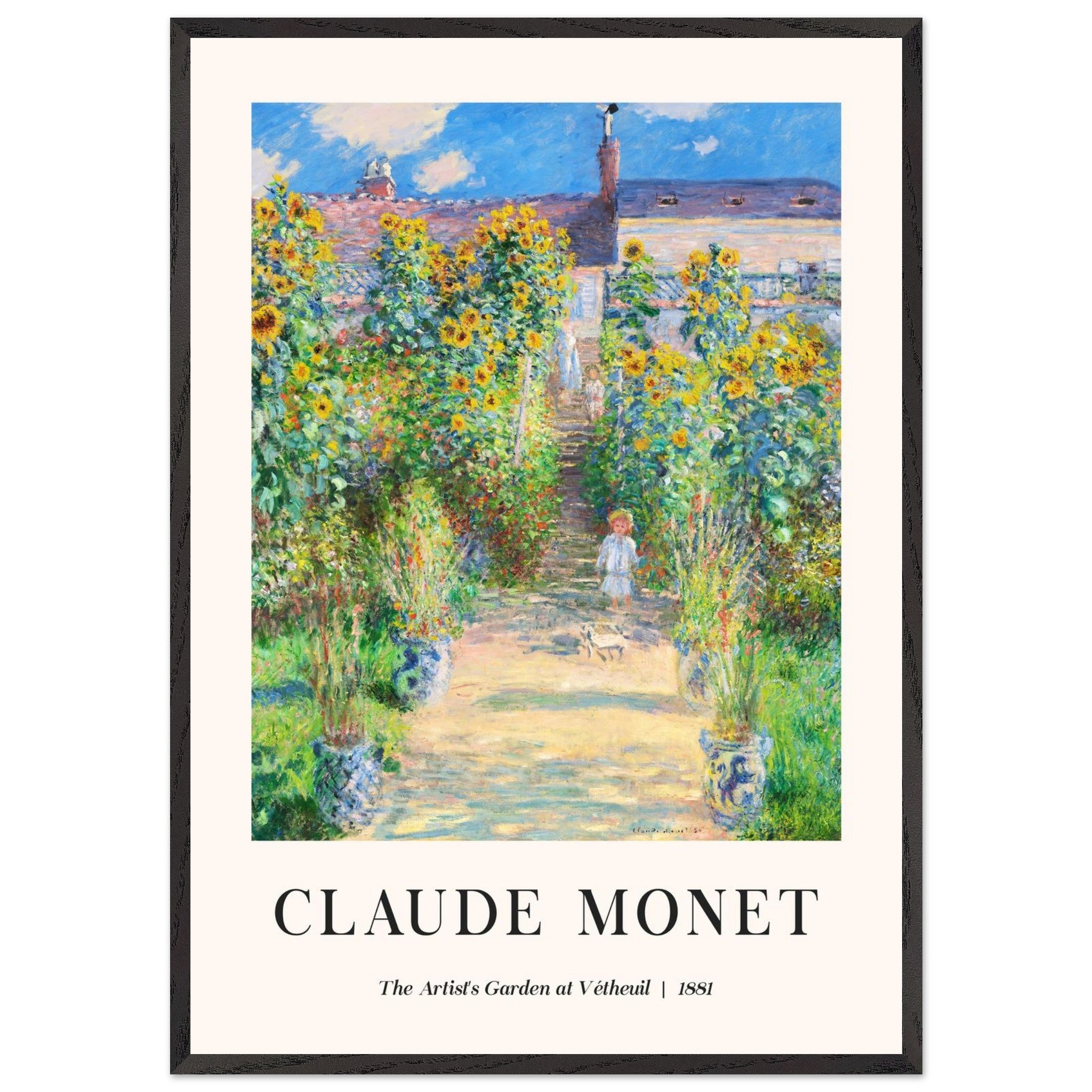 Artfulprints Poster met Lijst Claude Monet - The artist's garden at Vétheuil  - 70x100 cm - Groen