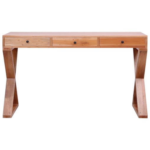 NNEVL Computer Desk Natural 115x47x77 cm Solid Mahogany Wood