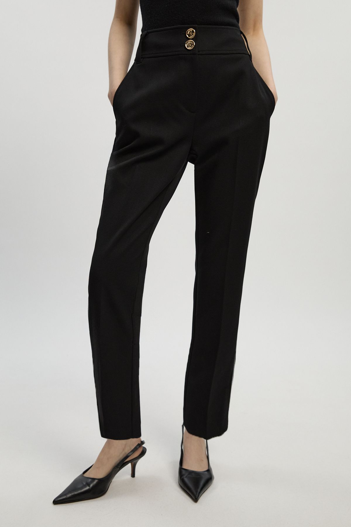KarenMillen Petite Textured Compact Stretch Tailored Straight Leg Trouser
