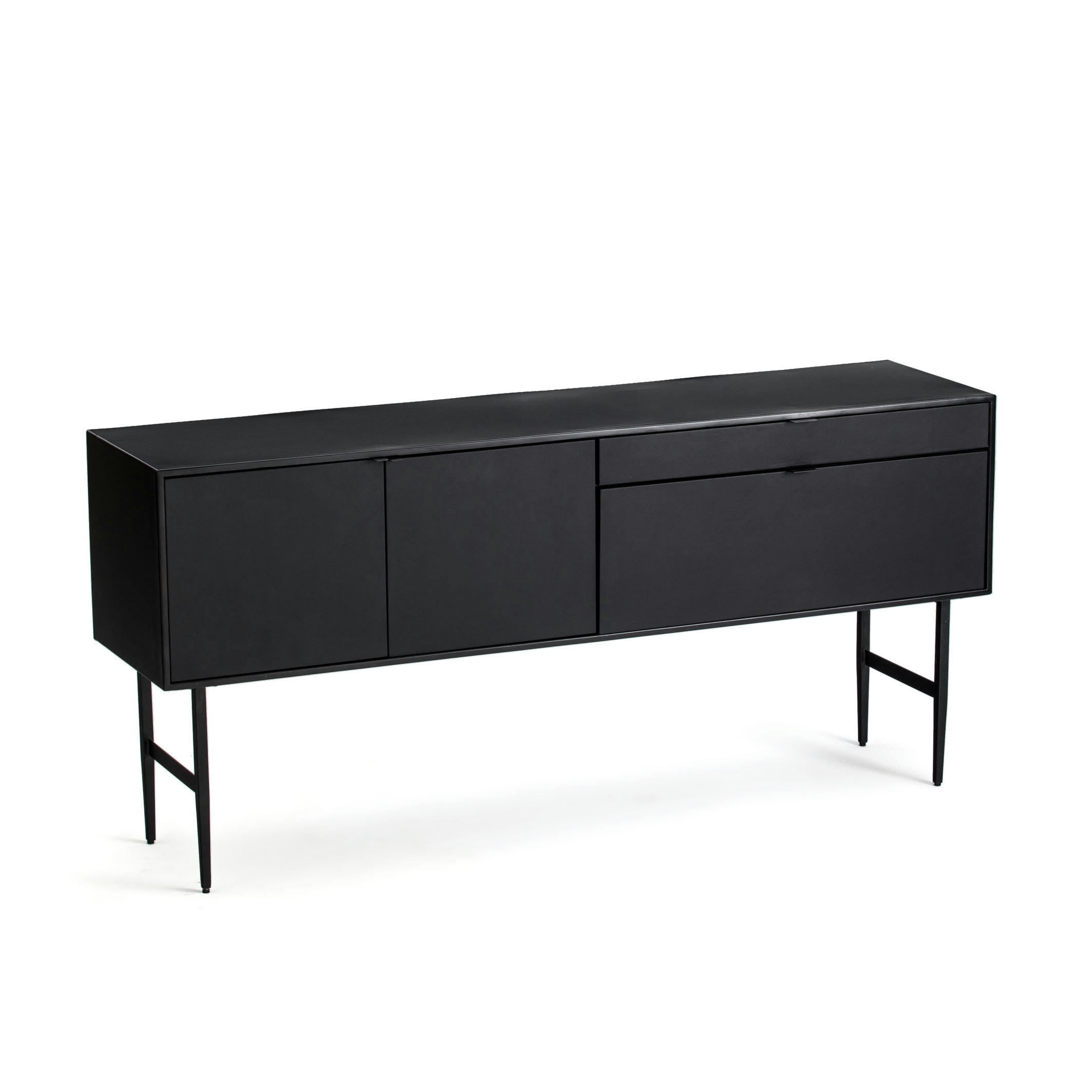 Buffet enfilade métal acier et cuir, Réalto