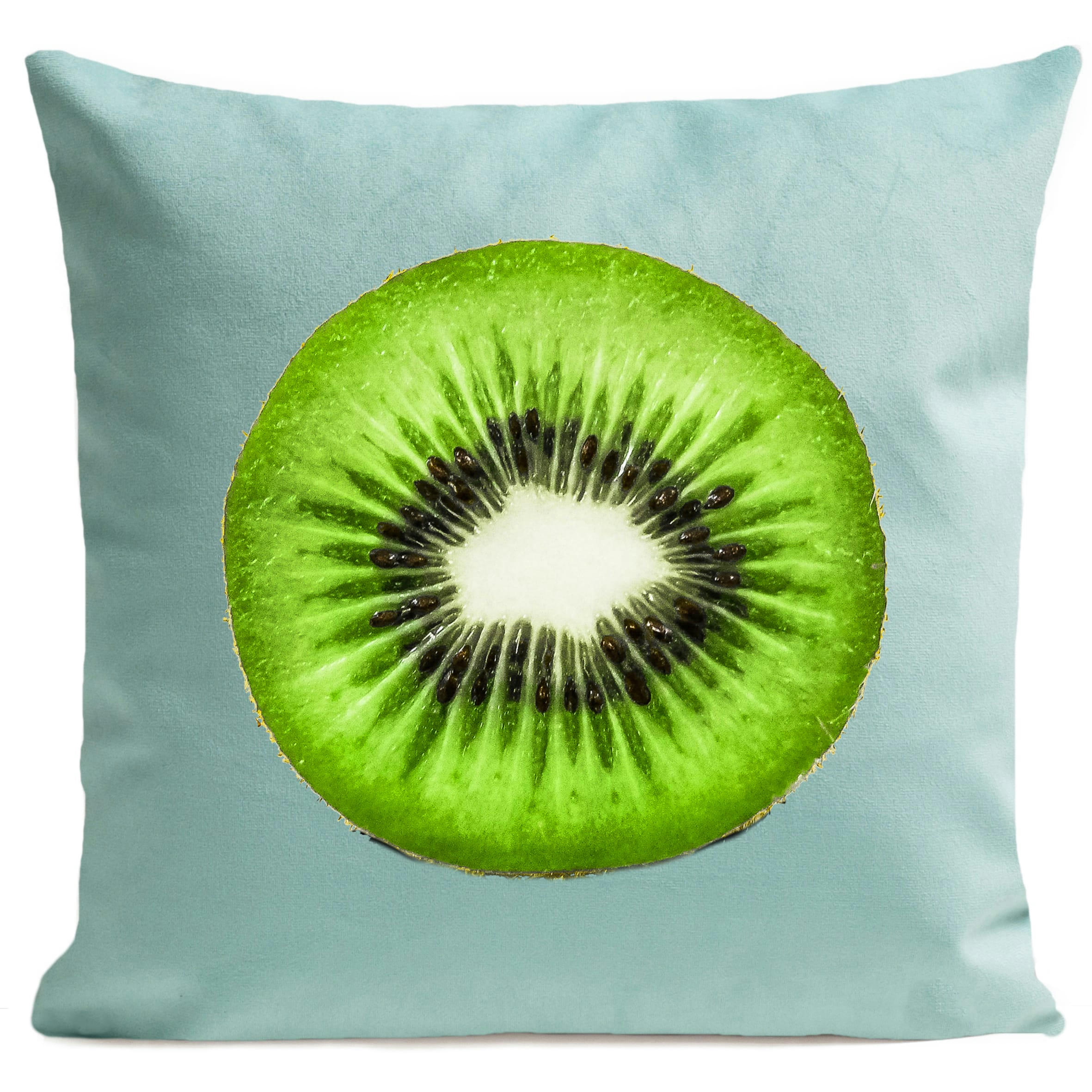 - Coussin fruit kiwi suédine bleu 40x40cm