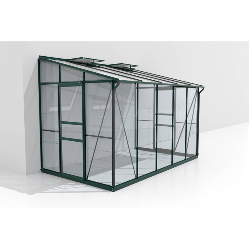 Serre adossée en verre Osiris verte 6,5 m² VITAVIA
