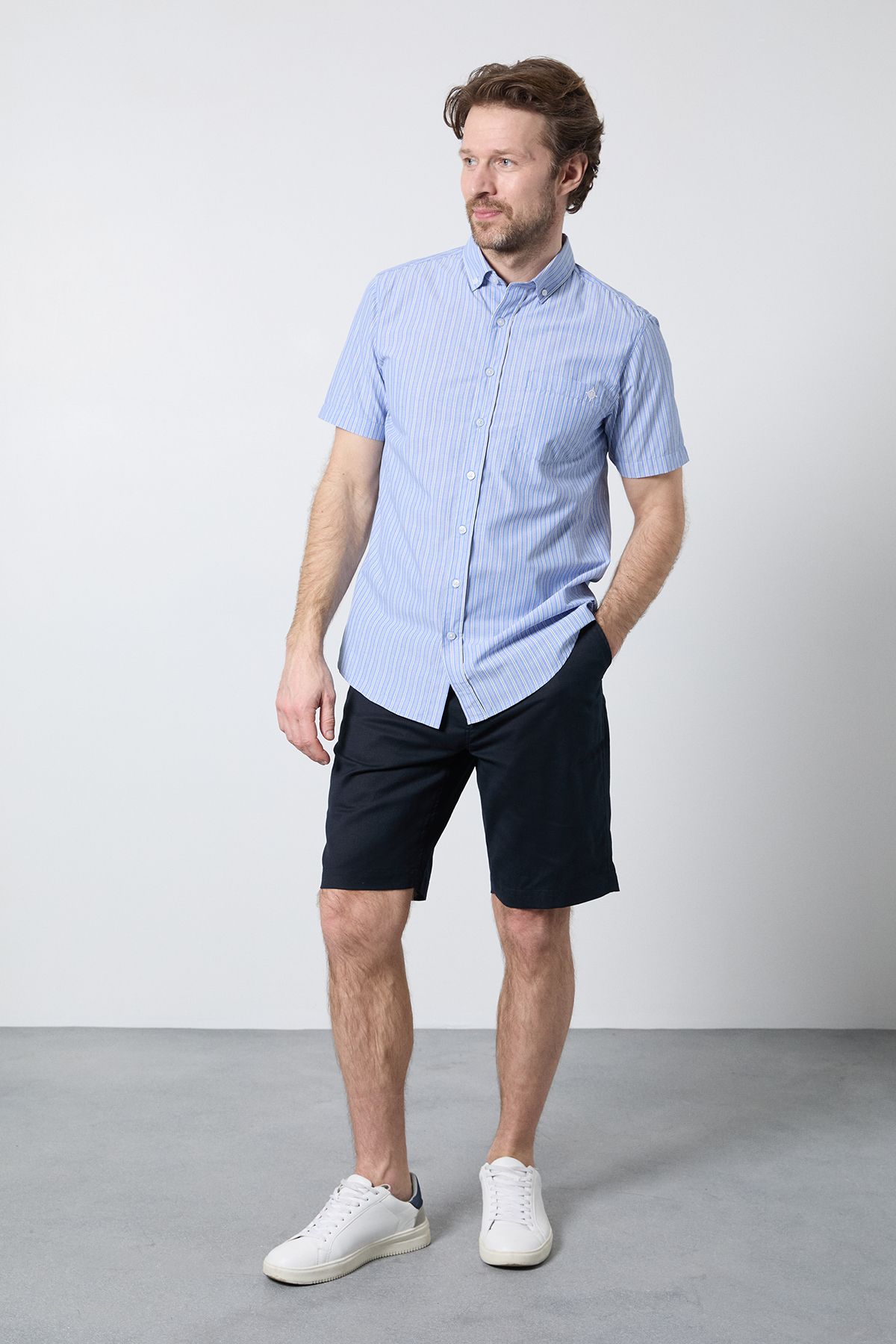 Maine Blue Stripe Short Sleeve Shirt
