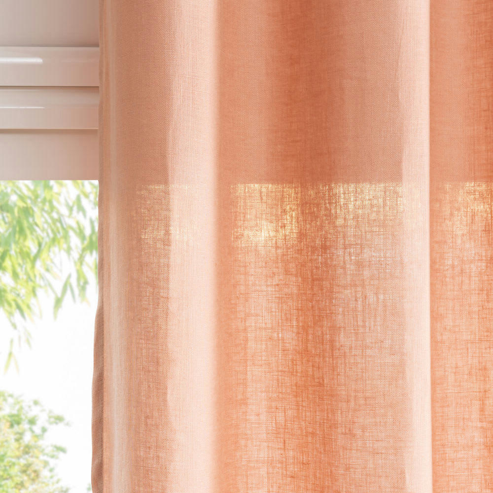 - Rideau à œillets en lin lavé vieux rose à l'unité 130x300, OEKO-TEX®