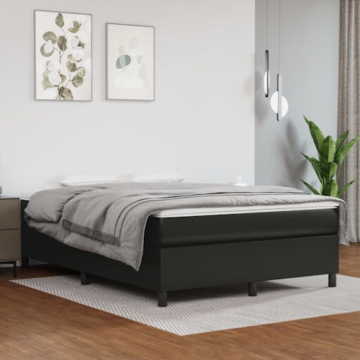 NNEVL Box Spring Bed Frame Black 137x190 cm Double Faux Leather