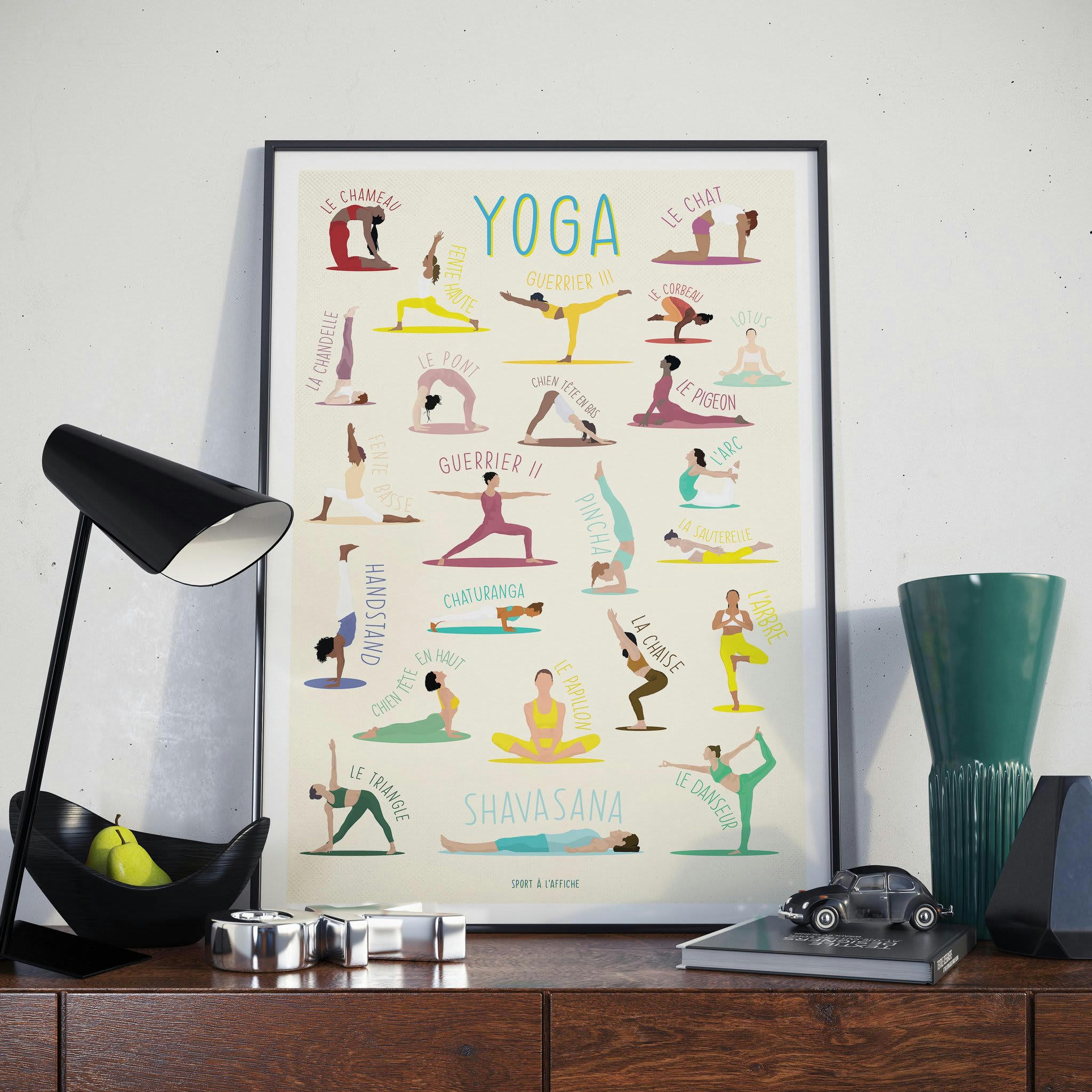 FÊTE DES MÈRES - Affiche Yoga - Les Positions de Yoga - 40 x 60 cm