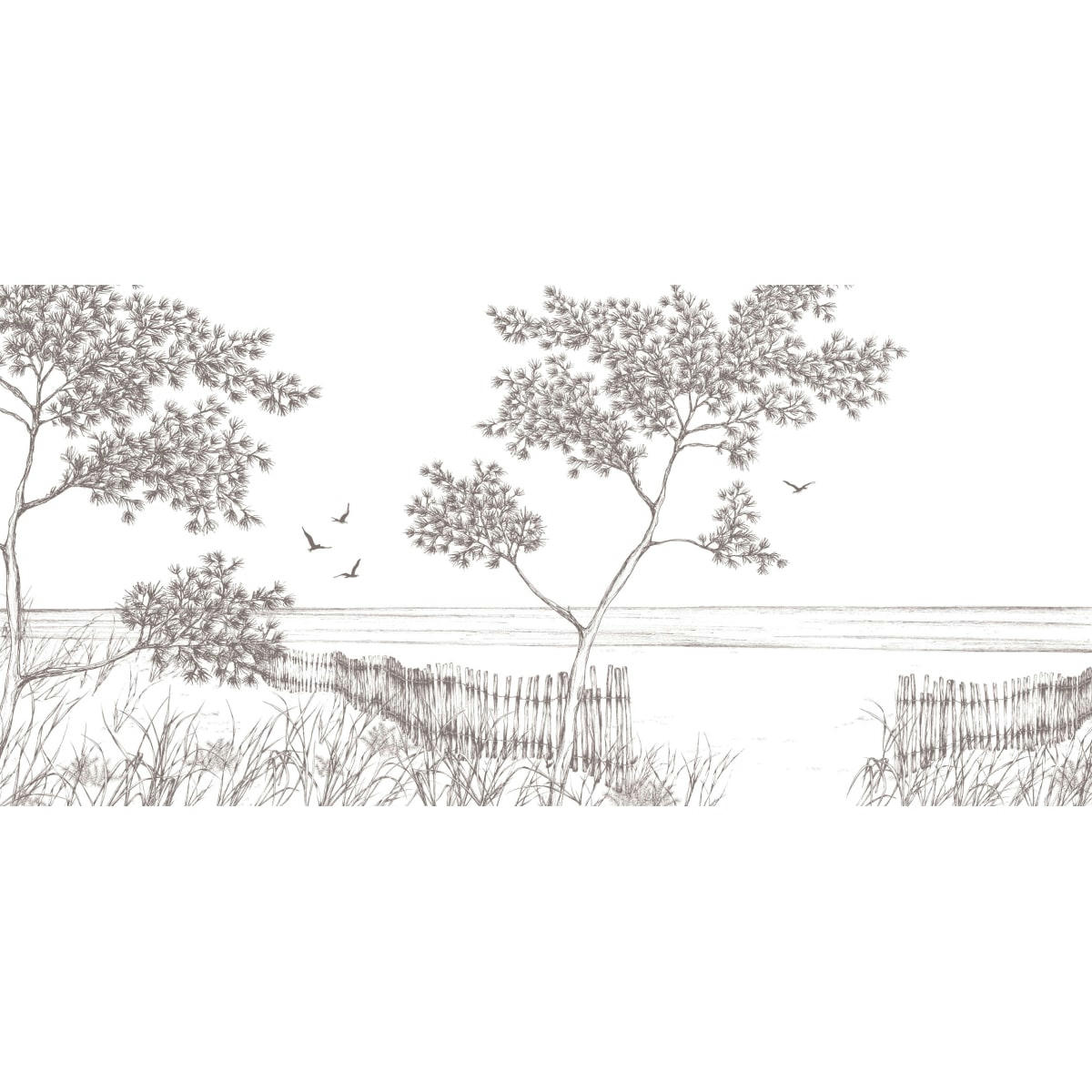 - Papier peint panoramique balade en bord de mer 300 x 250 cm