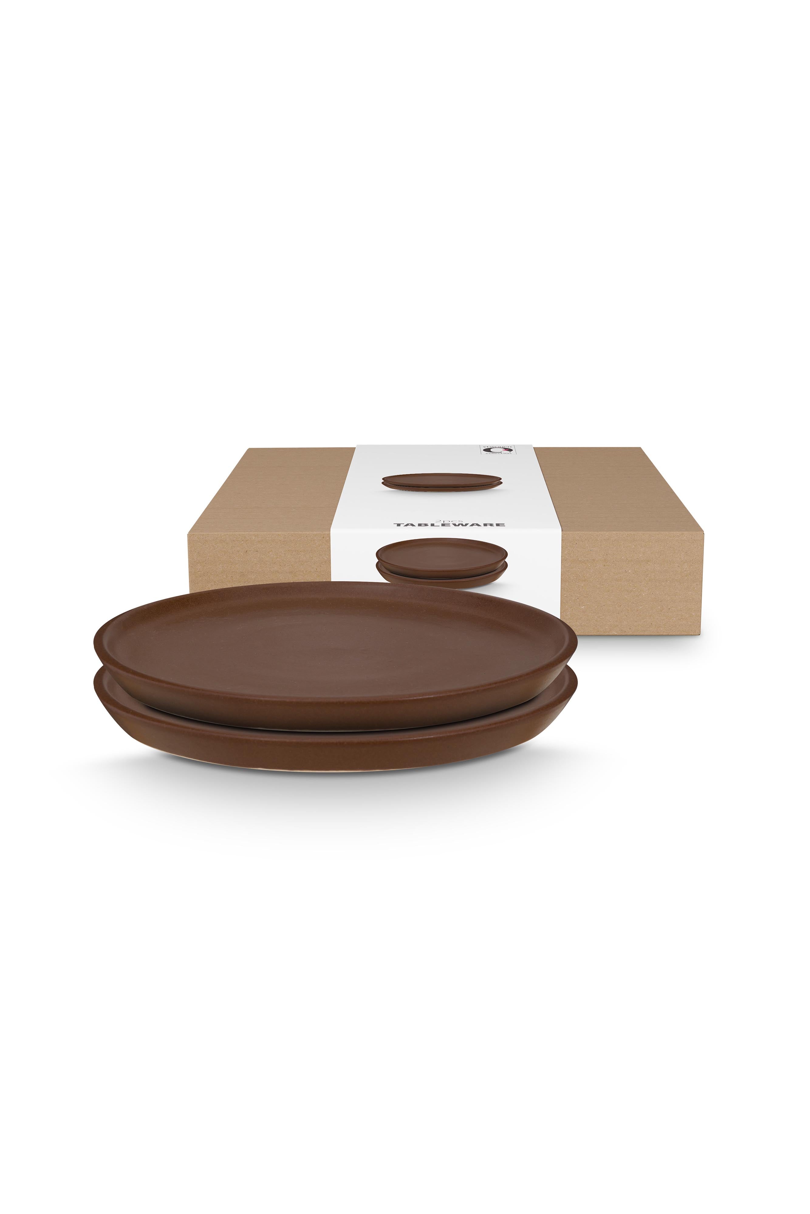 vtwonen - Ontbijtborden - Bruin - Keramiek - 23cm - Serviesset van 2
