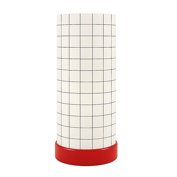 Lampe déco à poser Sodeco rouge et blanc H.25 x Ø11,5 cm