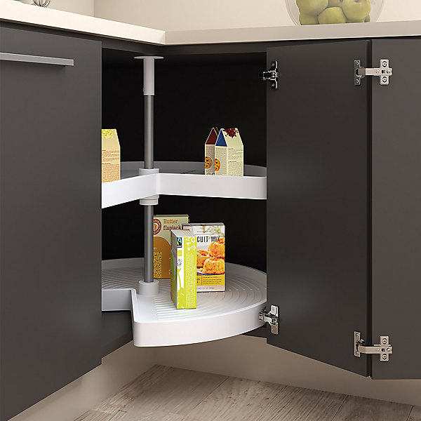 Emuca jeu de plateaux rotatifs Shelvo 3/4, pour module de 800mm, plastique et aluminium, blanc