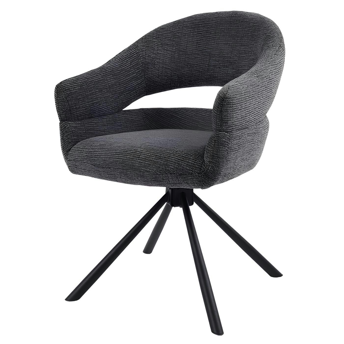 Fauteuil de table pivotant gris à dos ouvert (lot de 2) IENA